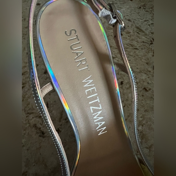 Women's Stuart Weitzman Clear Silver Sheer Heels, Size 9.5 - Picture 5 of 10
